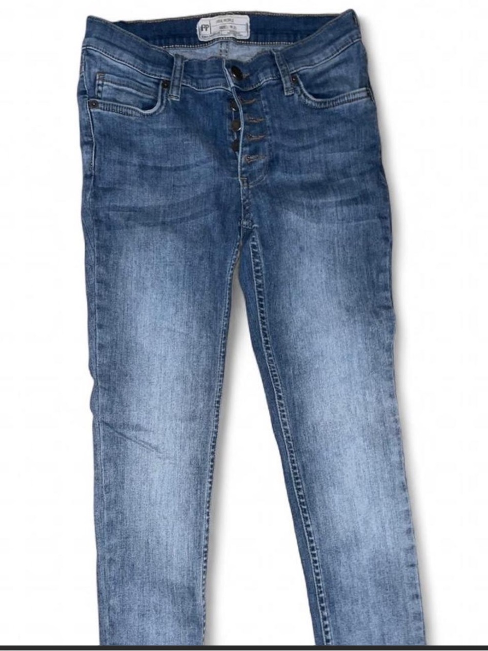Free People High-Rise Women’s Slim Jeans - Button Fly - Blue